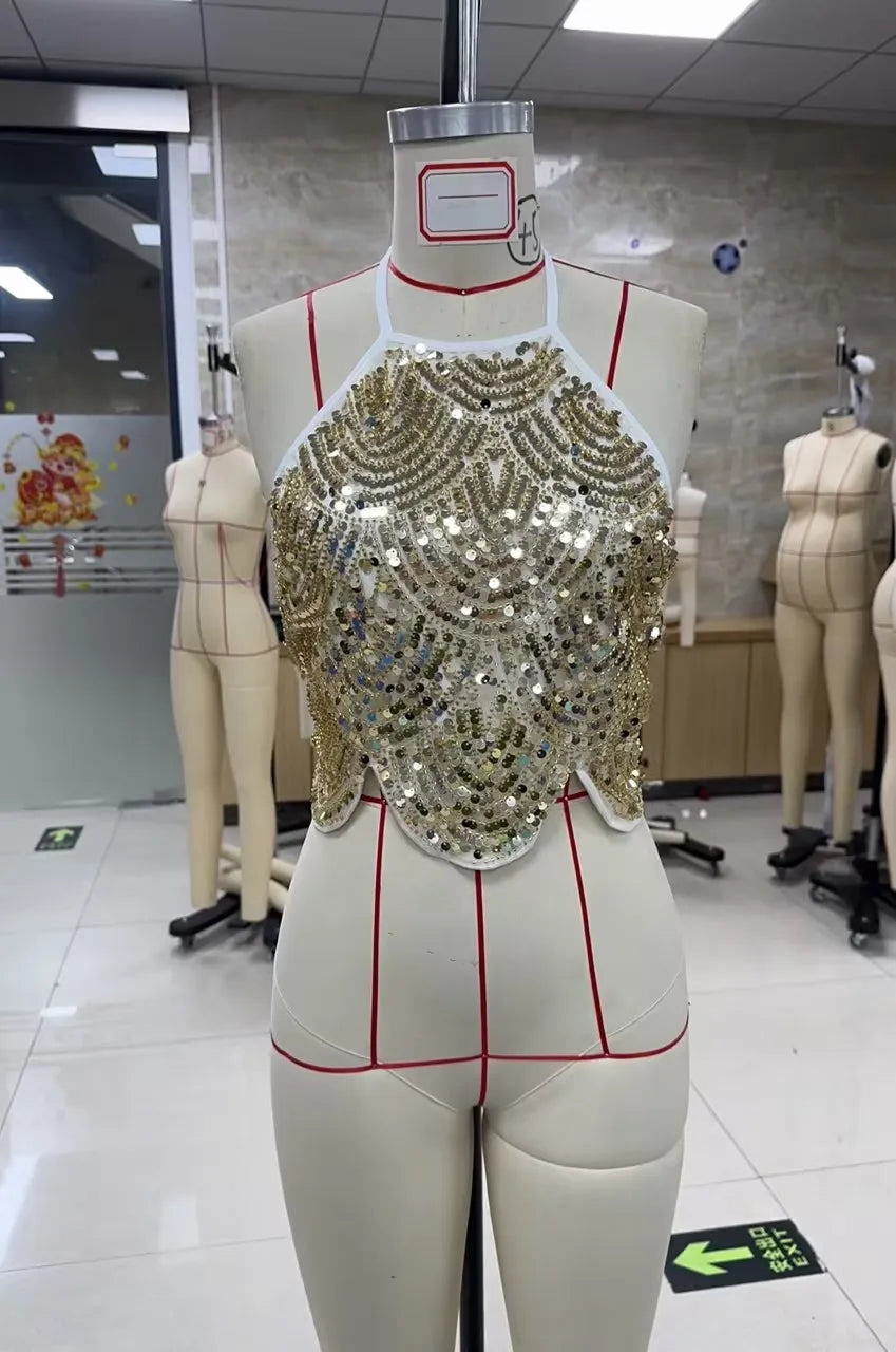 Pul Payetli Crop Top