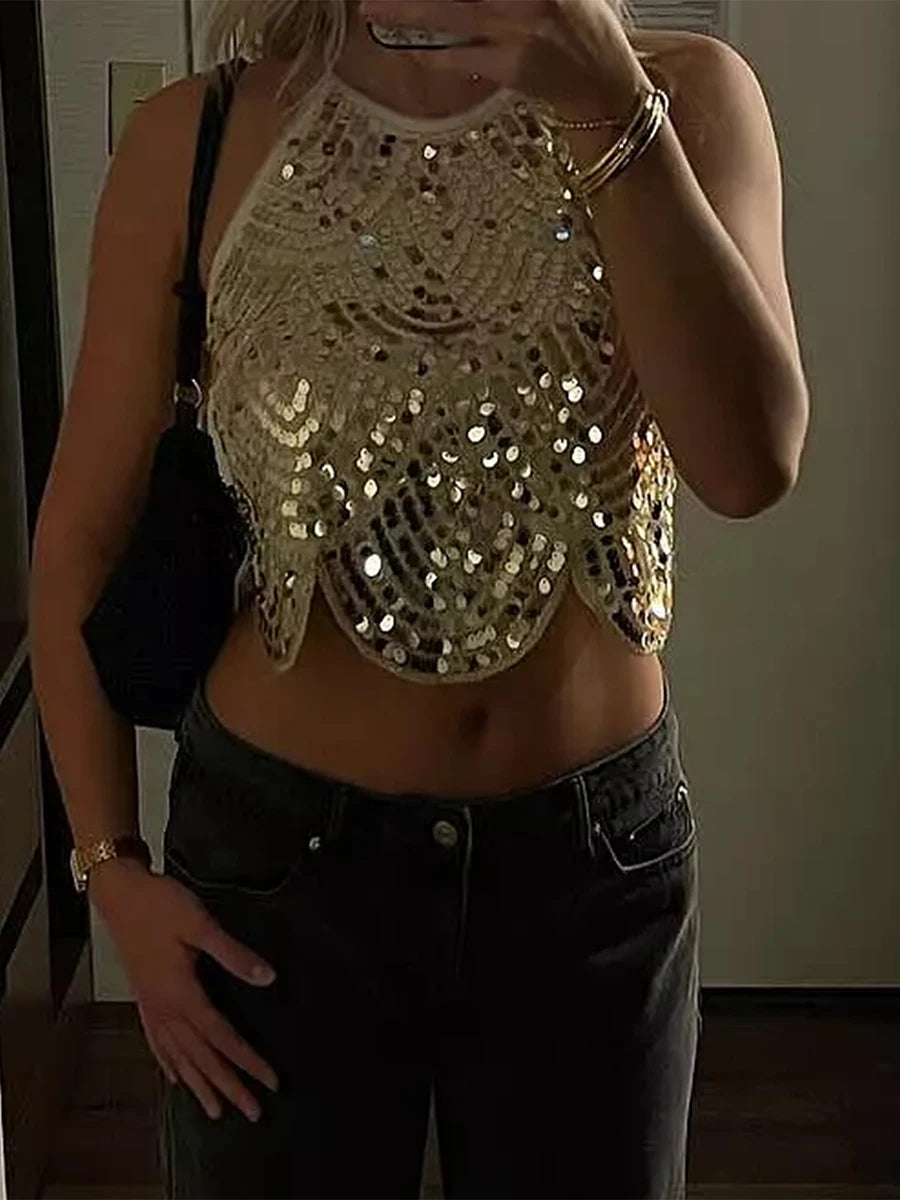 Pul Payetli Crop Top